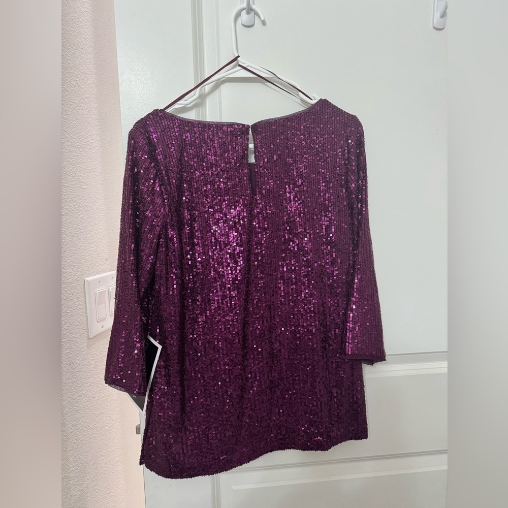 Alex Evenings Purple Sequin Top NWT - Picture 2 of 5